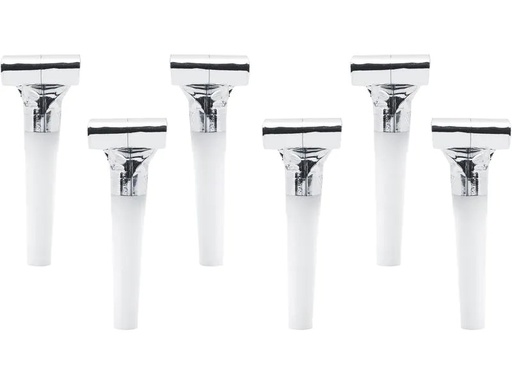 [90228027 1330549] Partydeco Partypfeife Silber, 6 Stück