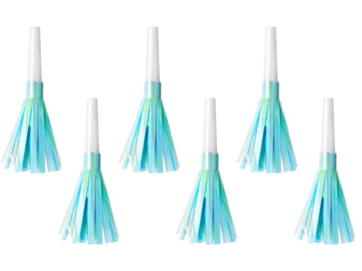 [90228141 1330546] Partydeco Partypfeife Hellblau, 12.5 cm, 6 Stück
