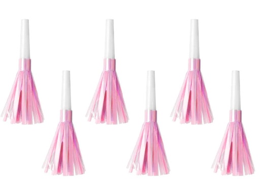 [90228152 1330547] Partydeco Partypfeife Hellrosa, 12.5 cm, 6 Stück