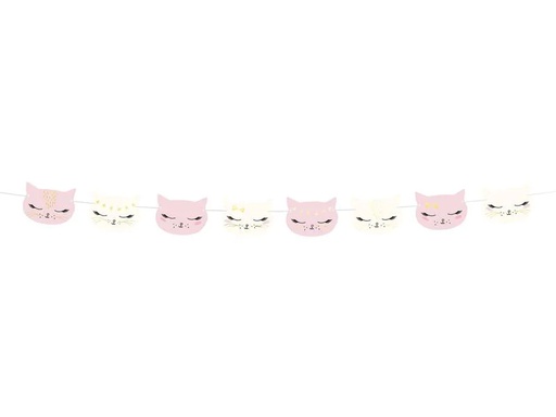 [90228246 1330556] Partydeco Girlande Katze 1.4 m, Rosa/Weiss