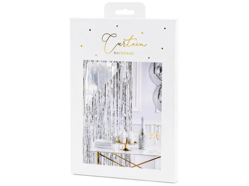 [90228308 1330516] Partydeco Partyaccessoire Vorhang 90 x 250 cm, Silber