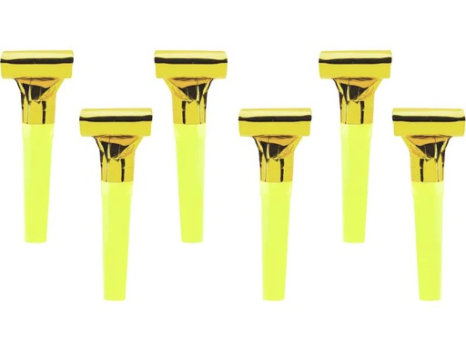 [90228785 1330548] Partydeco Partypfeife Gold, 6 Stück