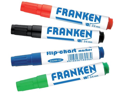 [90229132 1343173] Franken Flipchart-Marker 4 Stück, Rot/Grün/Blau/Schwarz