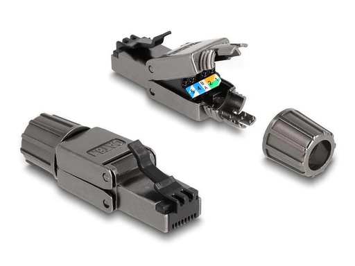 [90229206 1354544] Delock Stecker RJ45 Cat.8.1 STP, werkzeugfrei 1 Stück, Grau