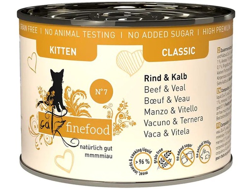 [90229237 1293266] catz finefood Nassfutter Kitten No.07 Rind &amp; Kalb, 200 g