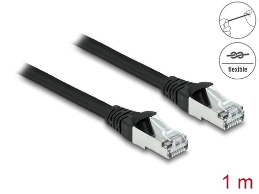 [90229462 1338468] Delock Patchkabel Outdoor Cat 6A, S/FTP, 1 m, Schwarz