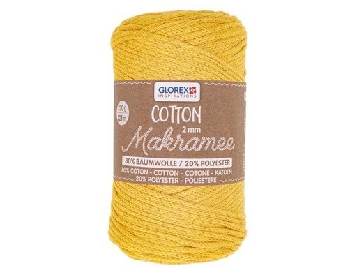 [90230120 1352511] Glorex Wolle Makramee Cotton 2 mm, 250g, Senfgelb