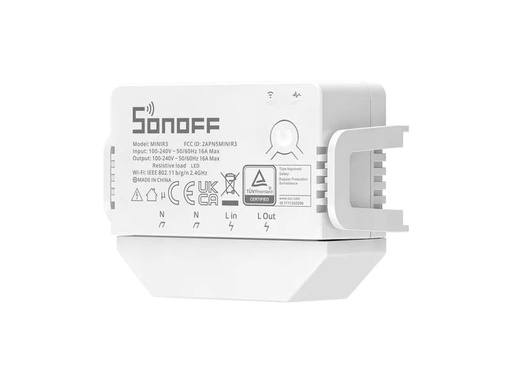 [90230200 1326862] SONOFF WLAN-Schaltaktor MINIR3, 1-fach, 230 V 16 A Weiss