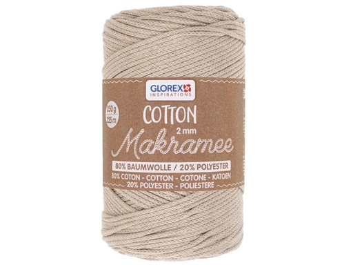 [90230249 1352509] Glorex Wolle Makramee Cotton 2 mm, 250g, Taupe