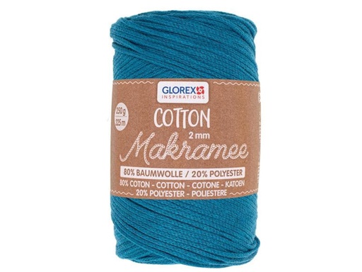 [90230314 1352512] Glorex Wolle Makramee Cotton 2 mm, 250g, Türkis