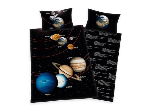 [90232237 1356916] Herding Kinder Bettwäschegarnitur Sonnensystem 160 x 210 cm