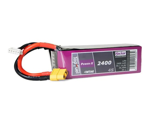 [90039107 1017058] Hacker RC-Akku LiPo 2400 mAh 14.8 V 35C Topfuel Power-X MTAG