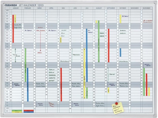 [90232938 1343317] Franken Kalender Jahreskalender Deutsch 90 cm x 120 cm, Weiss