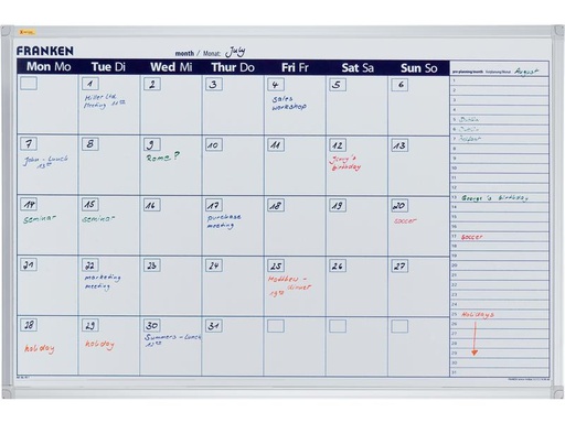 [90233001 1343556] Franken Kalender Monatskalender X-tra!Line 60 cm x 90 cm, Weiss