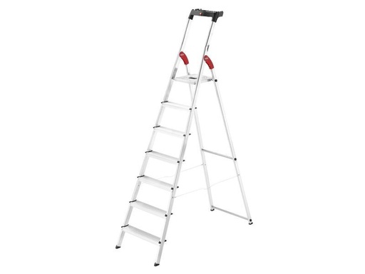 [90233185 1334927] Hailo Bockleiter L60, Alu, mit Arbeitsschale 7 Stufen