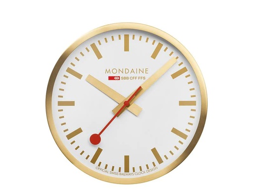 [90233262 1377419] Mondaine Wanduhr Quartz Ø 25 cm, Gold/Weiss
