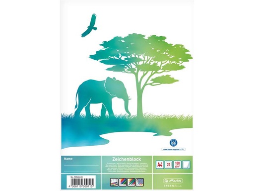 [90233329 1301844] Herlitz Zeichenblock GREENline A4, 20 Blatt
