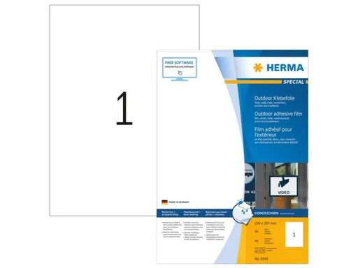 [90039463 1085807] HERMA Outdoor-Etiketten 9543 210 x 297 mm, 40 Etiketten