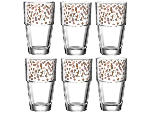 [90039466 1187750] Leonardo Latte Macchiato-Glas Solo mit Punkten 410 ml, 6 Stück