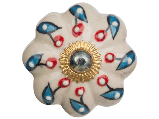 [90039484 1176593] Tranquillo Möbelgriff handgemacht, Ø 4.5 cm, Weiss/Gold