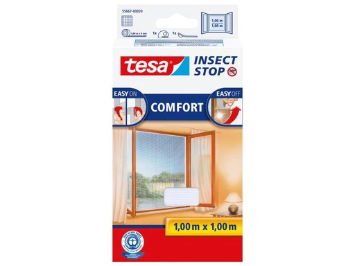 [90039512 450627] tesa Fliegengitter Insect Stop Comfort Fenster 1x1m weiss