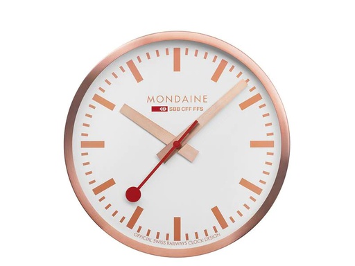 [90234146 1377420] Mondaine Wanduhr Quartz Ø 25 cm, Kupfer/Weiss
