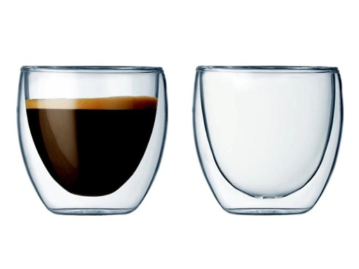 [90039804 357274] Bodum Thermobecher Pavina 80 ml, 2 Stück, Transparent