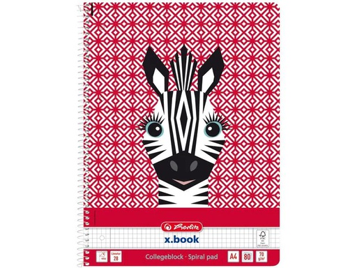 [90234714 1301792] Herlitz Schreibblock Cute Zebra A4 80 Blatt kariert
