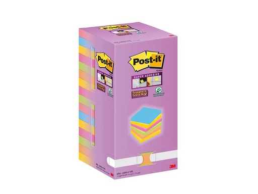 [90235741 1373797] Post-it Notizzettel Super Sticky 7.6 x 7.6 cm, Mehrfarbig