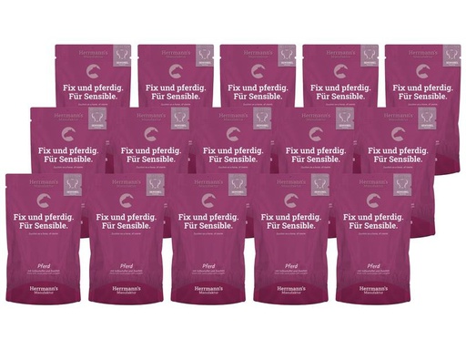 [90235880 1371377] Herrmann's Nassfutter Sensibel Pferd, Süsskartoffel / Zucchini,15x150g