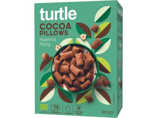 [90235900 1382835] turtle Cerealien Bio Cocoa pillows with hazelnut filling 300 g