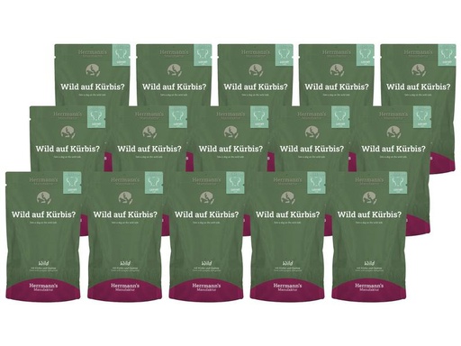 [90235934 1371379] Herrmann's Nassfutter Leicht Wild mit Kürbis und Quinoa, 15 x 150g