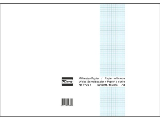 [90040012 1211636] Favorit Notizblock 42 x 29.7 cm, 50 Blatt, Weiss/Blau