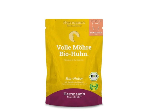 [90236095 1371336] Herrmann's Nassfutter Bio Huhn mit Karotte und Kamut