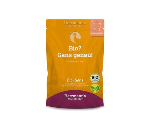 [90236103 1371340] Herrmann's Nassfutter Bio Gans mit Zucchini und Tomaten