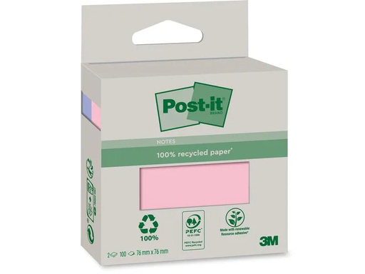 [90236399 1366592] Post-it Notizzettel Recycling Notes 7.6 x 7.6 cm, Pink