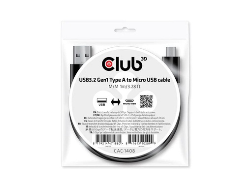 [90236633 1385897] Club 3D USB-Kabel CAC-1408 USB A - Micro-USB A 1 m