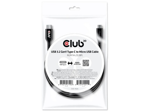 [90236767 1385995] Club 3D USB-Kabel CAC-1526 USB C - Micro-USB A 1 m