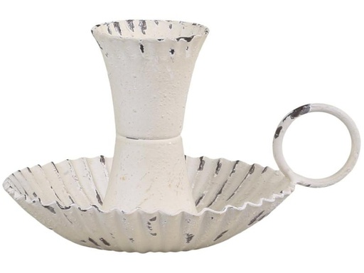 [90236844 1335106] Chic Antique Kerzenhalter mit Henkel Weiss