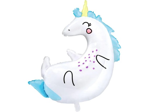 [90236972 1300110] Partydeco Folienballon Unicorn Blau/Weiss