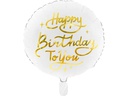 Partydeco Folienballon Happy Birthday Gold/Weiss