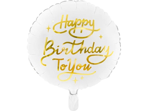 [90237188 1300091] Partydeco Folienballon Happy Birthday Gold/Weiss