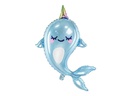 Partydeco Folienballon Narwal Blau