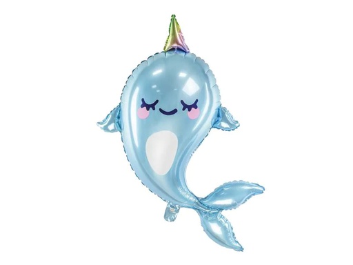 [90237231 1300103] Partydeco Folienballon Narwal Blau
