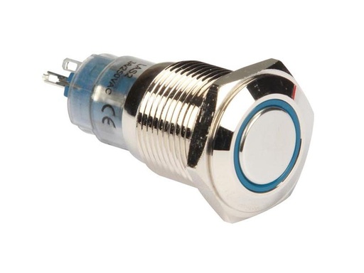 [90237325 1351687] Velleman Drucktaster Metall 16 mm mit blauer Ringbeleuchtung