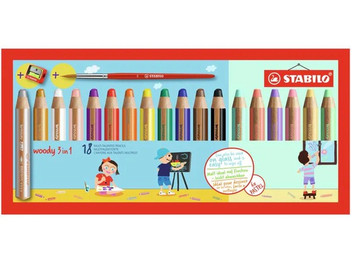 [90238601 1353115] STABILO Farbstifte Woody 3in1 Pastell 18er Etui