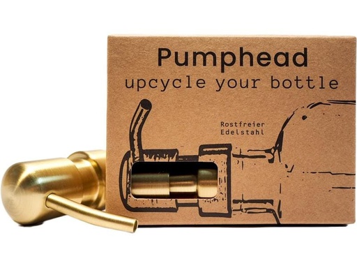 [90238820 1391784] Pumphead Seifenpumpe für Glasgetränkeflaschen Gold