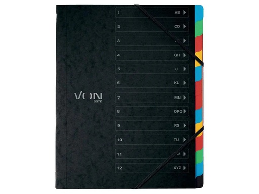 [90238878 1384521] VON Ordnungsmappe mit 12 Fächern, Schwarz
