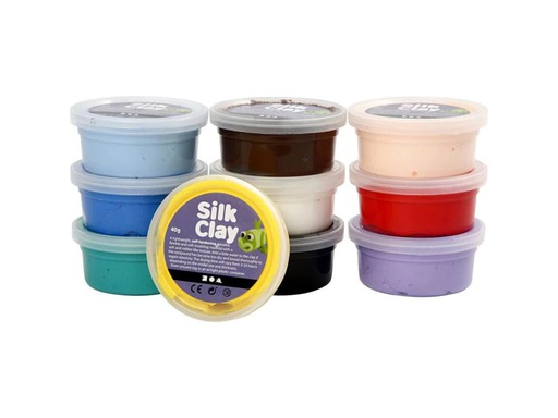 [90040818 657583] Creativ Company Modellier-Set Silk Clay 10 x 40 g Mehrfarbig