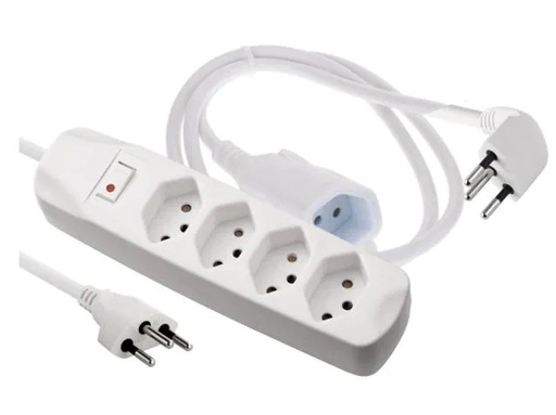 [90239887 1395327] Schönenberger Steckdosenleiste 4x T13, mit Stecker/Verlängerung